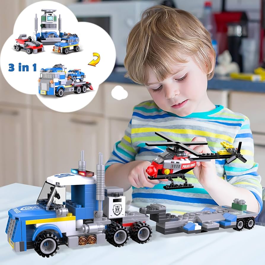 Amazon.com: COGO MAN 3in1 City Police Building Set, Police